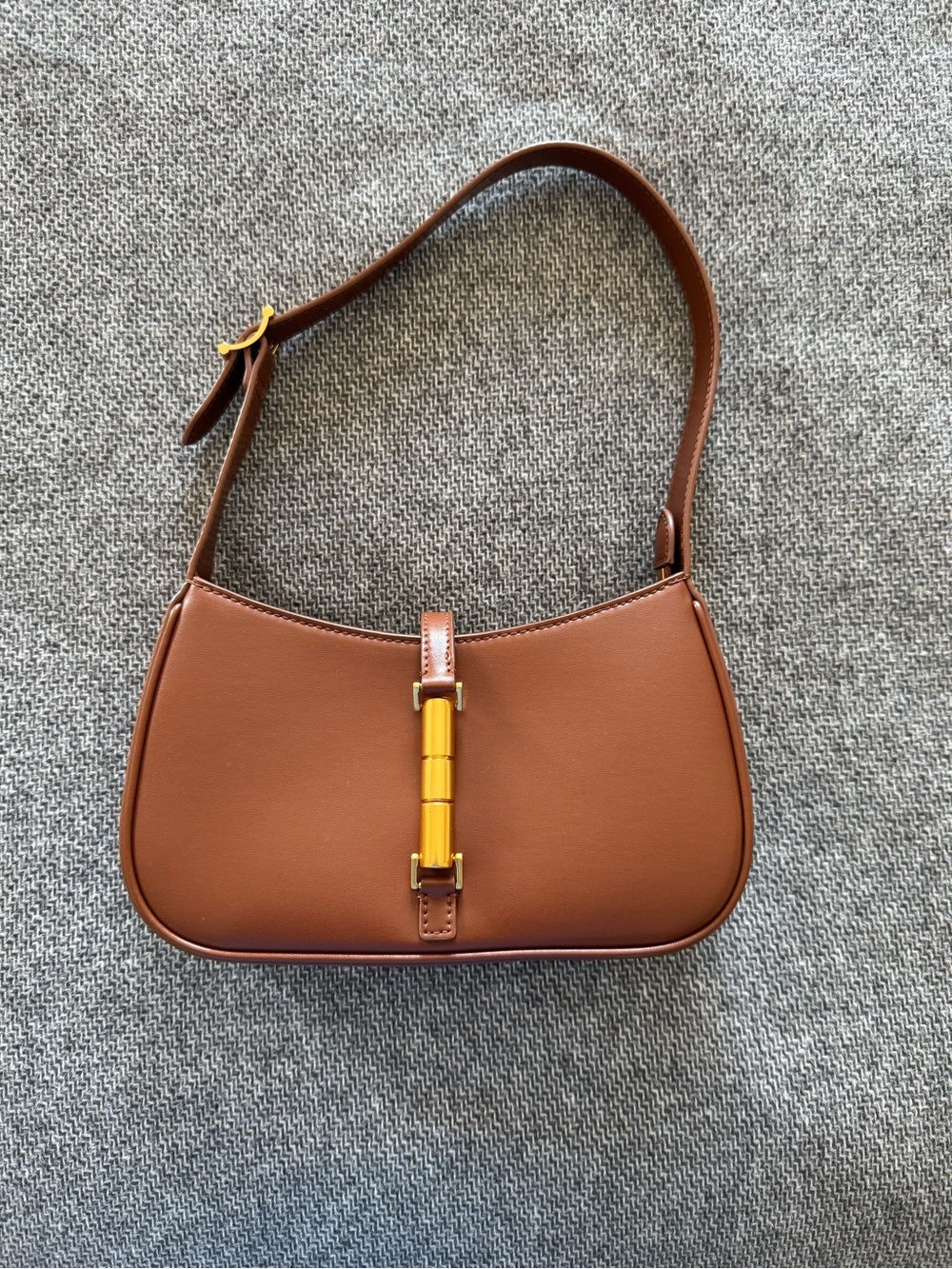 Charles & Keith Metallic-Accent Shoulder Bag in Chocolate
